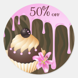 Boulangerie Stickers Vente Cupcake Chocolat rose