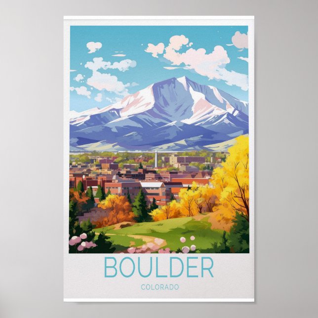 Boulder Colorado affiche de voyage - Art mural (Devant)
