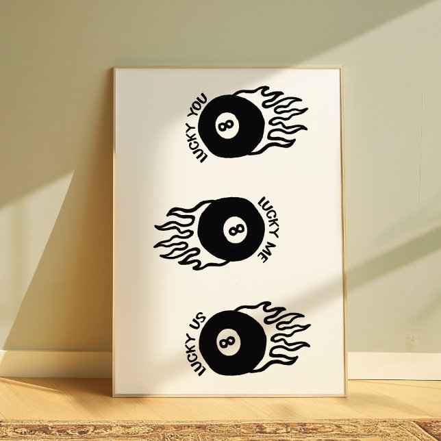 Boule 8 Chanceuse | Affiche de rétro billard (Créateur téléchargé)