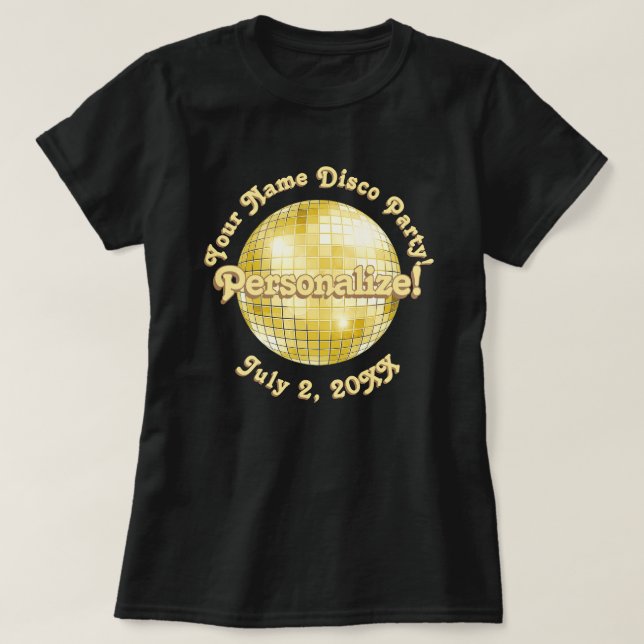 Boule à facettes disco rétro en or T-Shirt PERSONN (Design devant)