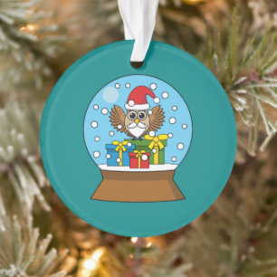 Boule à neige avec hibou Père Noël