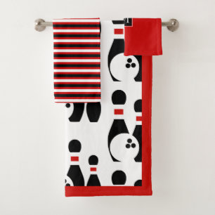 Boule de bowling et épingles, bandes et monogramme