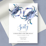 Boule de crabe bleu 60e Invitation anniversaire<br><div class="desc">Do Tell A Belle's côtier crabe bouillir 60e anniversaire invitation encadre vos détails de l'événement avec une haute frontière de crabes bleu aquarelle. Un bleu assorti orne l'arrière de votre invitation. Un choix chic et moderne pour votre fête d'anniversaire ou de plage. Les mots peuvent être changés pour lire 50ème,...</div>