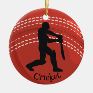 Boule de cricket Cricketer Design Ornement céramiq