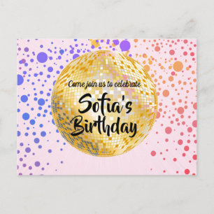 boule de disco rose invitation par carte postale