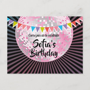 boule de disco rose invitation par carte postale