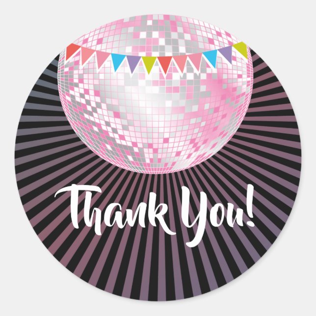 boule de disco rose merci stickers (Devant)