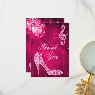 Boule de disco rose vif talons étincelants Merci
