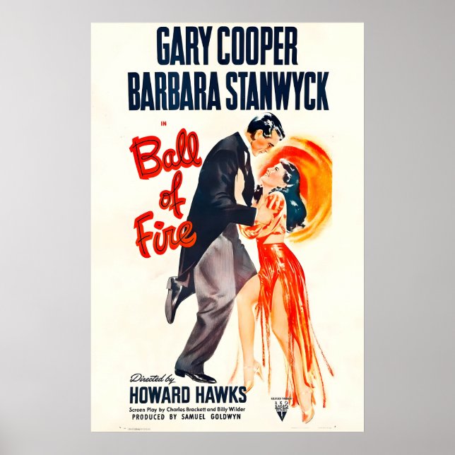 Boule de Feu Affiche de film 1941 Impression A5-A1 (Devant)
