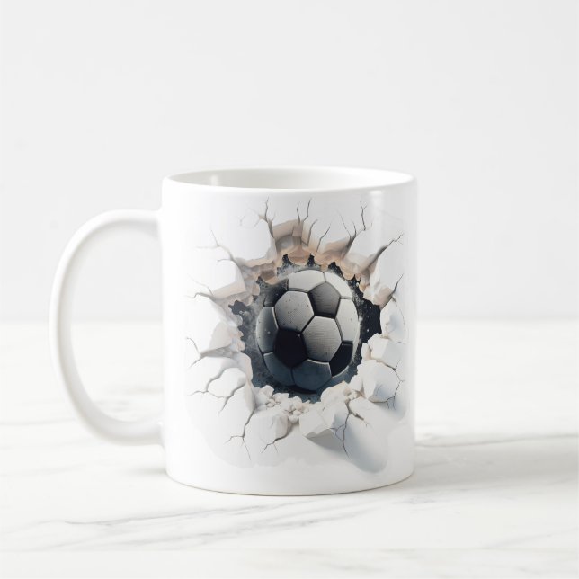 Boule de football 3D craqué Café Mug (Gauche)