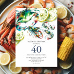 Boule de fruits de mer 40e anniversaire Invitation<br><div class="desc">Fêtez son 40e anniversaire avec une ébullition mémorable de fruits de mer! Nos invitations exclusives pour 40e anniversaire sont conçues pour lui, avec une illustration aquarelle d'un crabe, d'une crevette et d'une langouste. Parfaites pour un petit bout de campagne ou une fête à thème Cajun, ces invitations donnent le ton...</div>