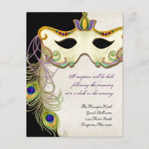 Boule de masque de mascarade de paon, invitation