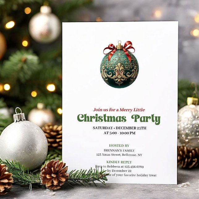 Boule de Noël élégante victorienne Invitation de f (Chic Victorian Christmas Angel Holiday Invite)