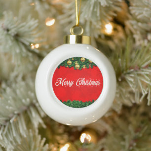 Boule de Noël en céramique rouge