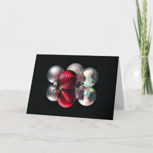 Boule de Noël rouge et argentée Carte