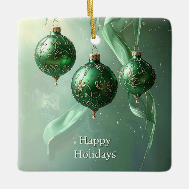 Boule de Noël verte décoration de fêtes (Devant)