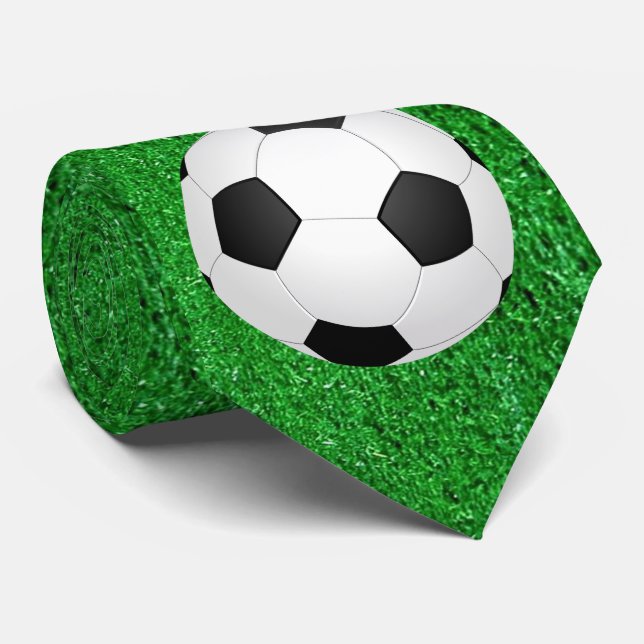 Boule de soccer sur l'herbe Imprimer cravate (Roulé)