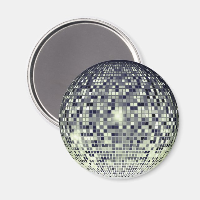 Boule disco argentée rétro aimant rond scintillant (Recto/Verso)