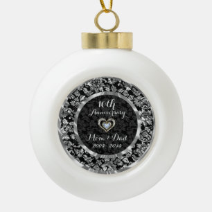 Boule En Céramique 10e anniversaire du Mariage d'argent noir et métal