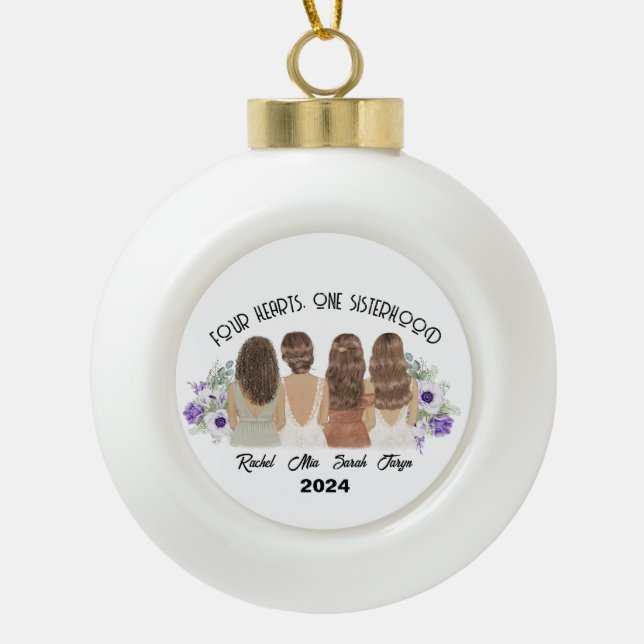 Boule En Céramique 4 Soeurs connectées par les dons de Soeurs du Coeu (Devant)