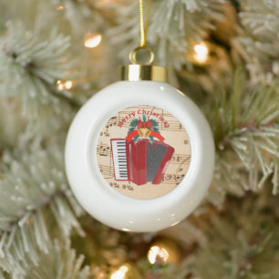 Boule En Céramique Accordéon Musique, Design de Noël,