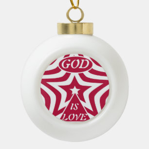 Boule En Céramique Achempong God Is Love Star Red & White Snowflake