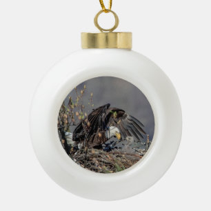 Boule En Céramique Aigle à tête blanche avec son bébé