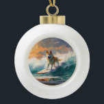 Boule En Céramique Akita Beach Surf Peinture<br><div class="desc">Plongez dans le monde ludique de l'aventure canine avec cette peinture captivante. Un chien en ébullition se rend aux vagues, chevauchant habilement le surf sur une plage baisée par le soleil. L'oeuvre d'art vibrante capte magnifiquement l'essence de l'excitation au bord de la plage tandis que le chien court sans crainte...</div>