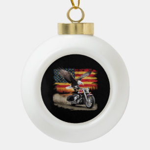 Boule En Céramique American Flag Mocycle Tshirt USA Flag Bike Ret