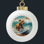 Boule En Céramique American Staffordshire Beach Surf Peinture<br><div class="desc">Plongez dans le monde ludique de l'aventure canine avec cette peinture captivante. Un chien en ébullition se rend aux vagues, chevauchant habilement le surf sur une plage baisée par le soleil. L'oeuvre d'art vibrante capte magnifiquement l'essence de l'excitation au bord de la plage tandis que le chien court sans crainte...</div>