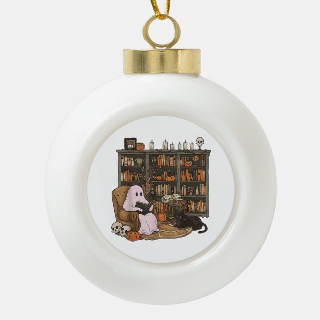 Boule En Céramique Amoureux des chats du livre de lecture Ghost Hallo (Devant)