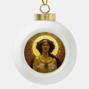 Boule En Céramique Ange doré lumineux messager de lumière