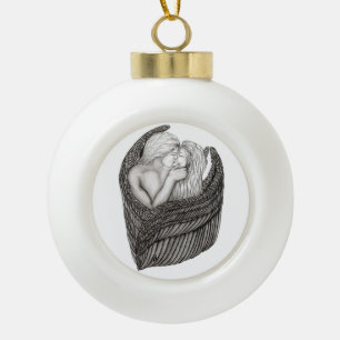 Boule En Céramique Angels Kissing, noir et blanc Design