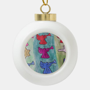 Boule En Céramique Anges de Noël avec trompettes