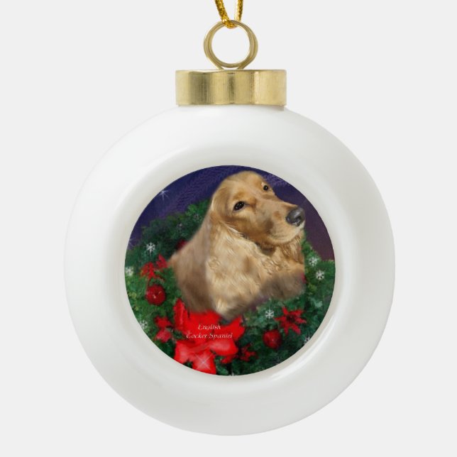 Boule En Céramique Anglais Cocker Spaniel Christmas (Devant)
