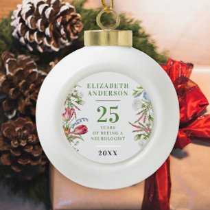 Boule En Céramique Anniversaire botanique blanc élégant