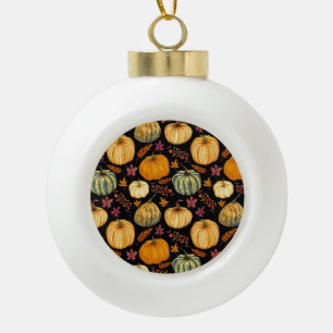Boule En Céramique Aquarelle Citrouilles : Automne Motif sans couture