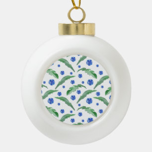 Boule En Céramique Aquarelle Fleurs de corail bleu