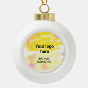 Boule En Céramique Aquarelle jaune simple ajoutez votre logo texte pe