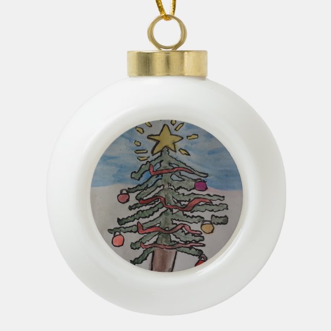 Boule En Céramique Arbre de Noël (Devant)