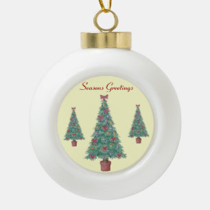 Boule En Céramique Arbre de Noël avec décorations arcs rouges cloch