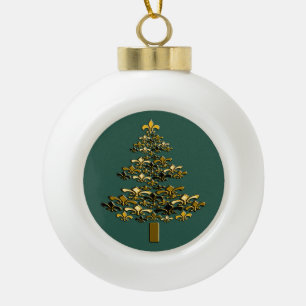 Boule En Céramique Arbre de Noël de Golden Fleur de Lis sur le vert