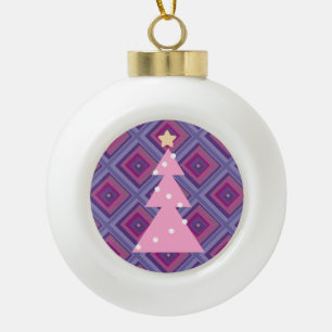 Boule En Céramique Arbre de Noël rose Motif violet Noel Yuletide