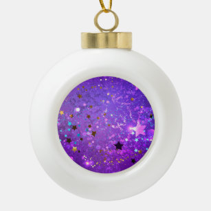 Boule En Céramique Arrière - plan de feuille violet avec étoiles