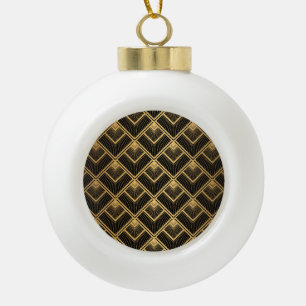 Boule En Céramique Art Déco Black Gold : Géométrique