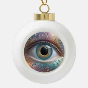 Boule En Céramique Art Fractal Blue Eyeball,
