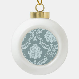 Boule En Céramique Art Rococo Damassé I Bleu Canard+Turquoise