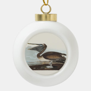 Boule En Céramique Art vintage d'Audubon sur le Pélican brun, oiseau