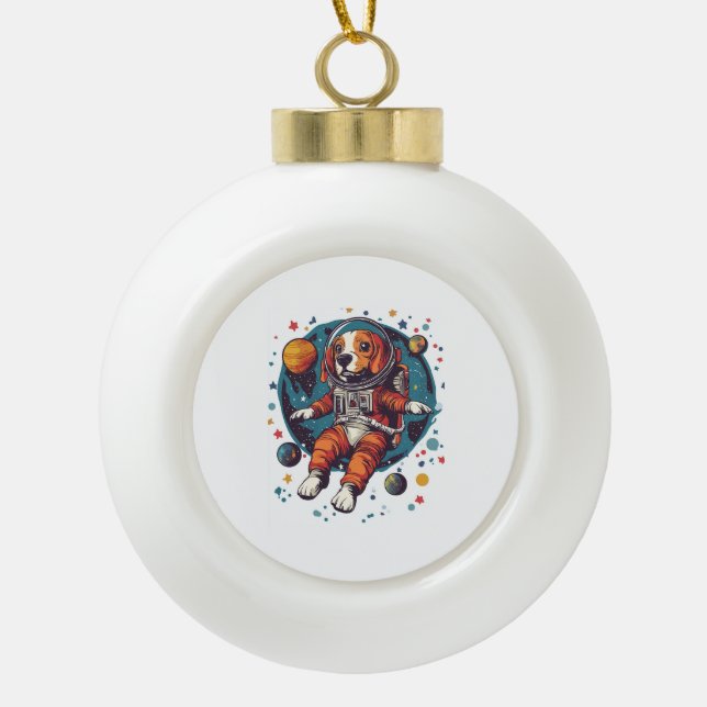 Boule En Céramique Astronaut Beagle � Chien Explorateur Spatial (Devant)