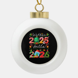 Boule En Céramique Au revoir 2025 Bonjour 2026 Bonne Année Noël P